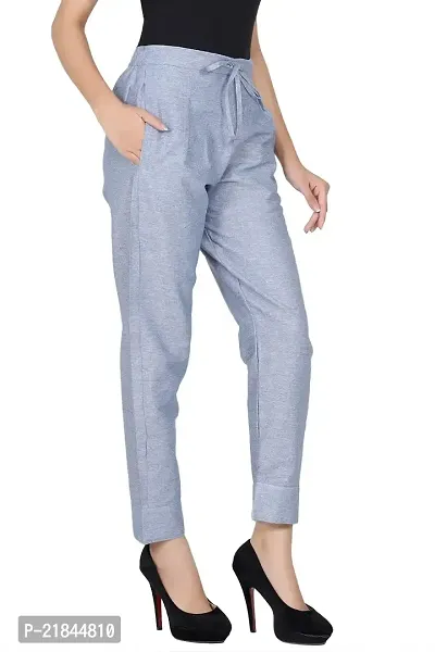 ceil Women's  Girls Cotton Pyjama/Lounge PantsSlim Pants Trouser Casual Bottom Wear for Girls with Pockets Both Side-thumb3
