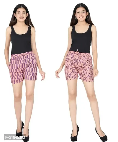ceil Women's Cotton Night Wear Lounge Wear Shorts Combo Pack of 2-thumb0