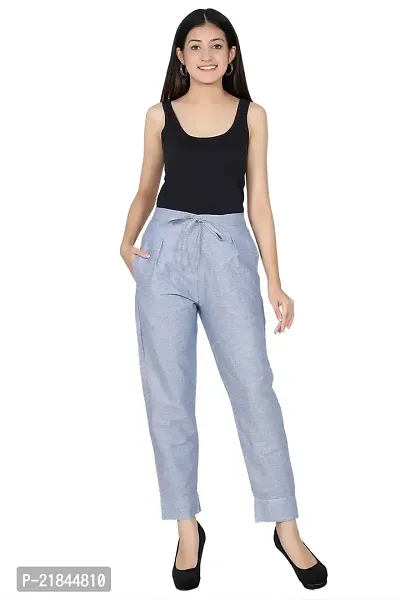 ceil Women's  Girls Cotton Pyjama/Lounge PantsSlim Pants Trouser Casual Bottom Wear for Girls with Pockets Both Side