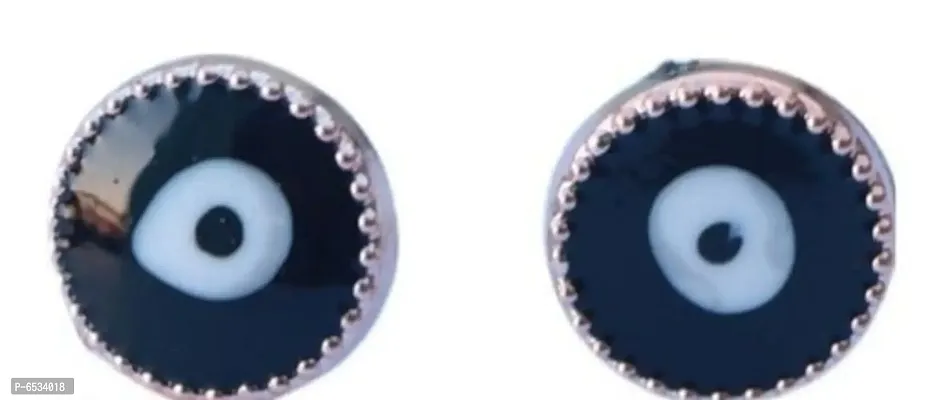 Stylish Navy Blue Eyeshape Beads Plastic Earring For Women