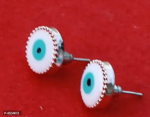 Stylish White Eyeshape Beads Plastic Earring For Women-thumb0