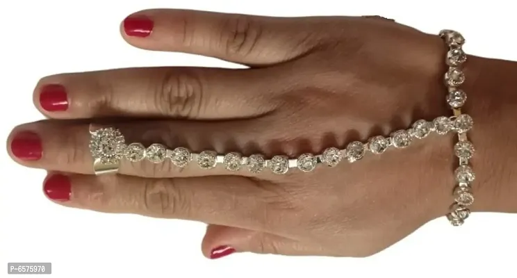 Alloy Zircon Silver Coated Ring Bracelet (PACK OF 1)-thumb0