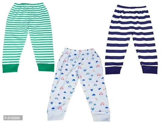 Stylish Cotton Printed Full Length Blue Bottomwear Pajamas For Boys Pack of 3