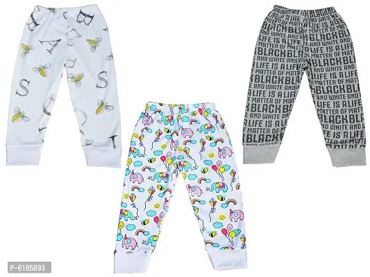 Stylish Cotton Printed Full Length Light Grey Bottomwear Pajamas For Boys Pack of 3-thumb0
