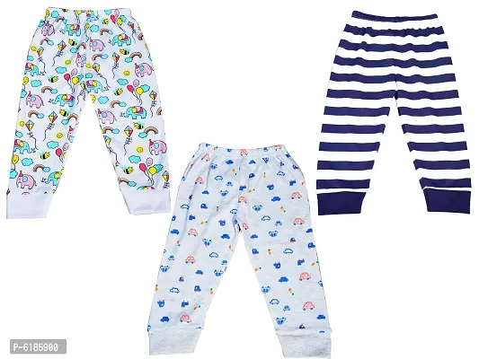 Stylish Cotton Printed Full Length Blue Stripes Bottomwear Pajamas For Boys Pack of 3