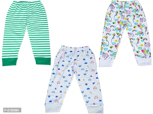 Stylish Cotton Printed Full Length Elephant Bottomwear Pajamas For Boys Pack of 3