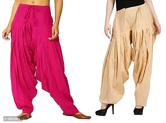 Womens Cotton Plain Semi Patiala Salwar Patiala Pants Cotton Patiala Combo pack of-2-thumb0