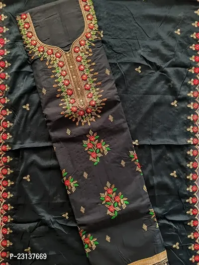 Classic Cotton Silk Embroidered Dress Material with Dupatta for Women-thumb3
