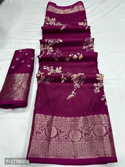 Classic Silk Cotton Printed Saree with Blouse piece-thumb0