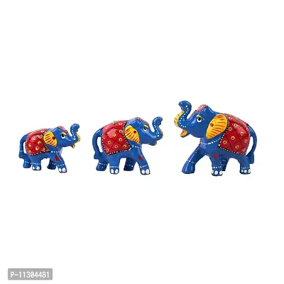 DreamKraft Handcrafted Showpiece Elephant (Set of 3,Blue)-thumb5
