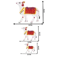 Monk wish Paper Mache Handcrafted Set of 3 Cow Showpiece (White)-thumb4