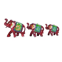 DreamKraft Handcrafted Elephant Showpiece (Set of 3, Multicolor)-thumb1