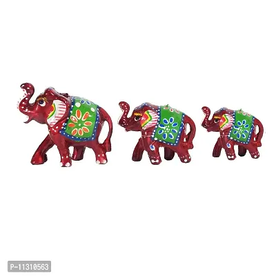 DreamKraft Handcrafted Elephant Showpiece (Set of 3, Multicolor)-thumb2