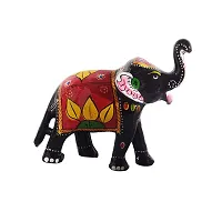 Monk wish 6 Inch Paper Mache Elephant Showpiece (16x14 cm ,Red)-thumb2