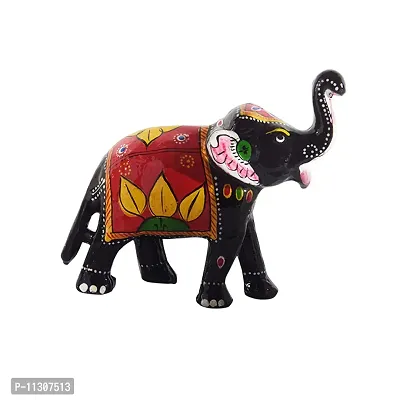 Monk wish 6 Inch Paper Mache Elephant Showpiece (16x14 cm ,Red)-thumb3