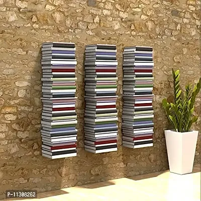 DreamKraft Metal Invisible Wall Mounted Book Shelfs (White, 2)-thumb3
