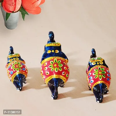 DreamKraft HandCrafted Set of 3EMBOS Showpiece Elephant For Decoration And Gift Purpose-thumb2