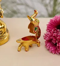 DreamKraft White Metal Elephant Chopda Pair For Gift and Pooja Purpose Showpiece-thumb1