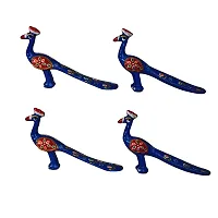 DreamKraft Handcrafted Peacock Showpiece (Set of 4, Blue)-thumb2