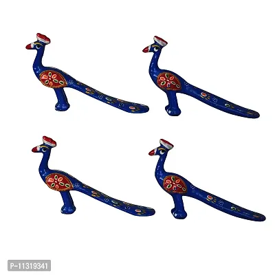 DreamKraft Handcrafted Peacock Showpiece (Set of 4, Blue)-thumb3