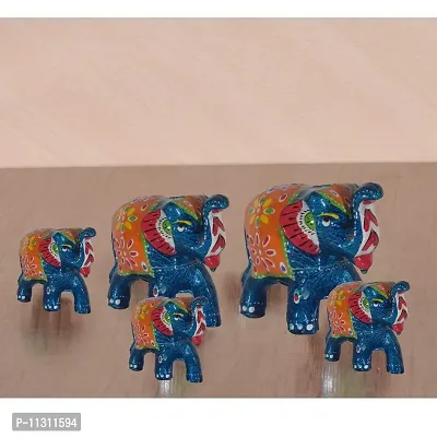 DreamKraft Paper Mache Handcrafted Set of 5 Elephant Showpiece for Home Decor and Gift Purpose-thumb4