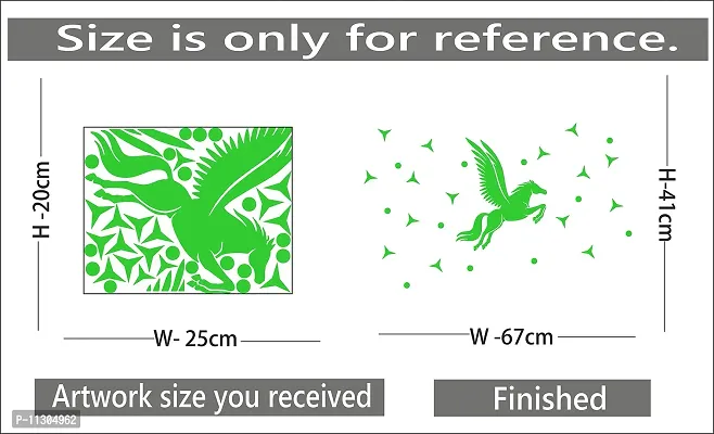 Monk wish Glow in The Dark Flying Horse Radium Sticker (Green, 20x25 cm)-thumb4