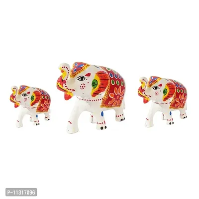 DreamKraft Set of 3 White Elephant Idol & Showpiece For Home Decor And Gift Purpose