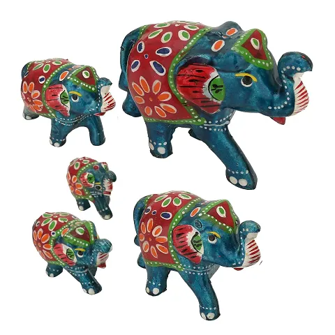 DreamKraft Paper Mache Handmade Elephant Showpiece Figurine for Living Room Home D?cor and Gift Purpose (Pack of 5)