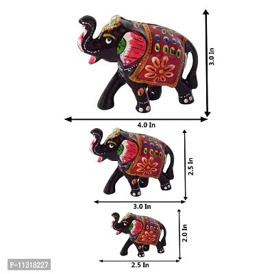 DreamKraft HandCrafted Set of 3 Showpiece Elephant For Decoration And Gift Purpose (Black)-thumb5