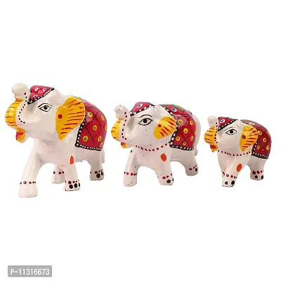 DreamKraft Paper Mache Elephant Showpiece, Standard, White, 3 Piece