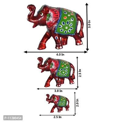 DreamKraft Handcrafted Set of 3 Showpiece Special Elephant for Decoration and Gift Purpose (9X6CM,7X 5CM,6X 4 cm)-thumb5