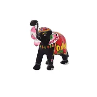 Monk wish 6 Inch Paper Mache Elephant Showpiece (16x14 cm ,Red)-thumb3