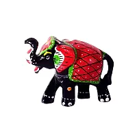 Monk wish Paper Mache Set of 3 Elephant Showpiece (Black)-thumb3