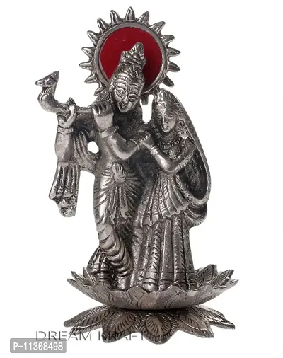 DreamKraft Metal Lord Radha Krishna Idol, Standard, Silver