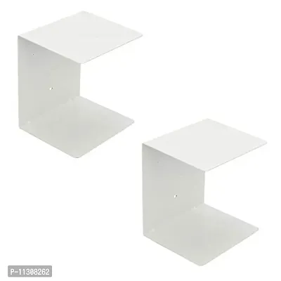 DreamKraft Metal Invisible Wall Mounted Book Shelfs (White, 2)-thumb0