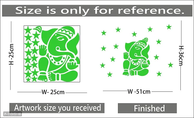 Monk wish Glow in The Dark Ganesha Radium Sticker (Green, 25x25 cm)-thumb4