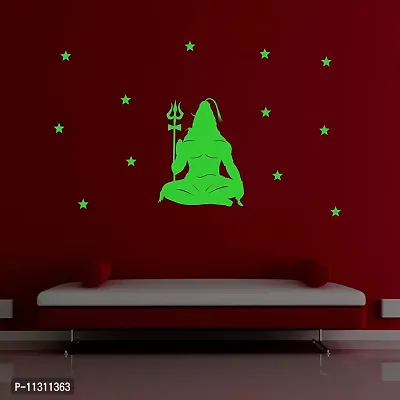 Monk wish Glow in The Dark Lord Shiva Radium Wall Stickers (Green, 50x32 CM)-thumb0