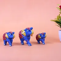 DreamKraft Handcrafted Showpiece Elephant (Set of 3,Blue)-thumb2
