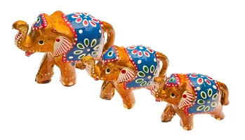 DreamKraft HandCrafted Showpiece Elephant (Multicolor, Set of 3 )-thumb1