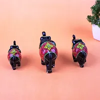 DreamKraft Paper Mache Handmade Elephant Showpiece Figurine Large(10x7.6) Medium(8.5x6.1) Small(7.3x5) CM (3 Piece, Black)-thumb4