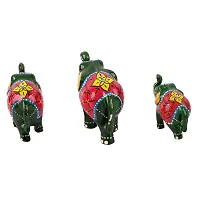 DreamKraft Paper Mache Elephant Showpiece, Standard, Green, 3 Piece-thumb3