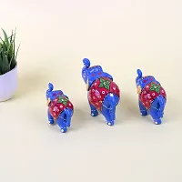 DreamKraft Handcrafted Showpiece Elephant (Set of 3,Blue)-thumb3
