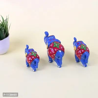 DreamKraft Handcrafted Showpiece Elephant (Set of 3,Blue)-thumb4