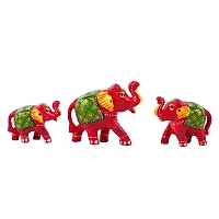 DreamKraft Paper Mache Elephant Showpiece, Standard, Red, 3 Piece-thumb2