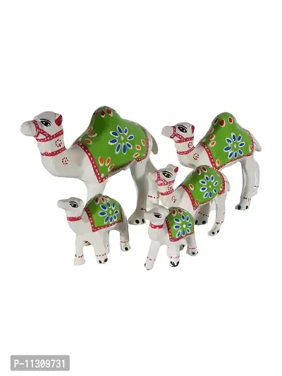 DreamKraft Paper Mache Handcrafted Showpiece Camel - Set of 5 (12X12CM, 10X 10CM, 8X 8, 7X6, 5X5CM, White)-thumb3