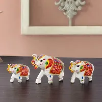 DreamKraft Set of 3 White Elephant Idol & Showpiece For Home Decor And Gift Purpose-thumb3