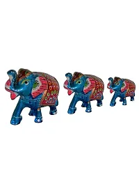 DreamKraft Handcrafted Set of 3 Embos Showpiece Elephant for Decoration and Gift Purpose-thumb3