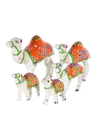 DreamKraft Handcrafted Set of 5 Showpiece Camel for Decoration and Gift Purpose (12X12CM,10X 10CM,8X8,7X6,5X5CM)-thumb2