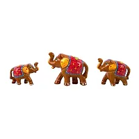 DreamKraft Paper Mache Elephant Showpiece (Set of 3, Yellow)-thumb1