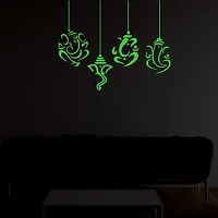 DreamKraft Glow in Dark Radium Ganesha Wall Sticker(Green, 35x28 cm)-thumb1